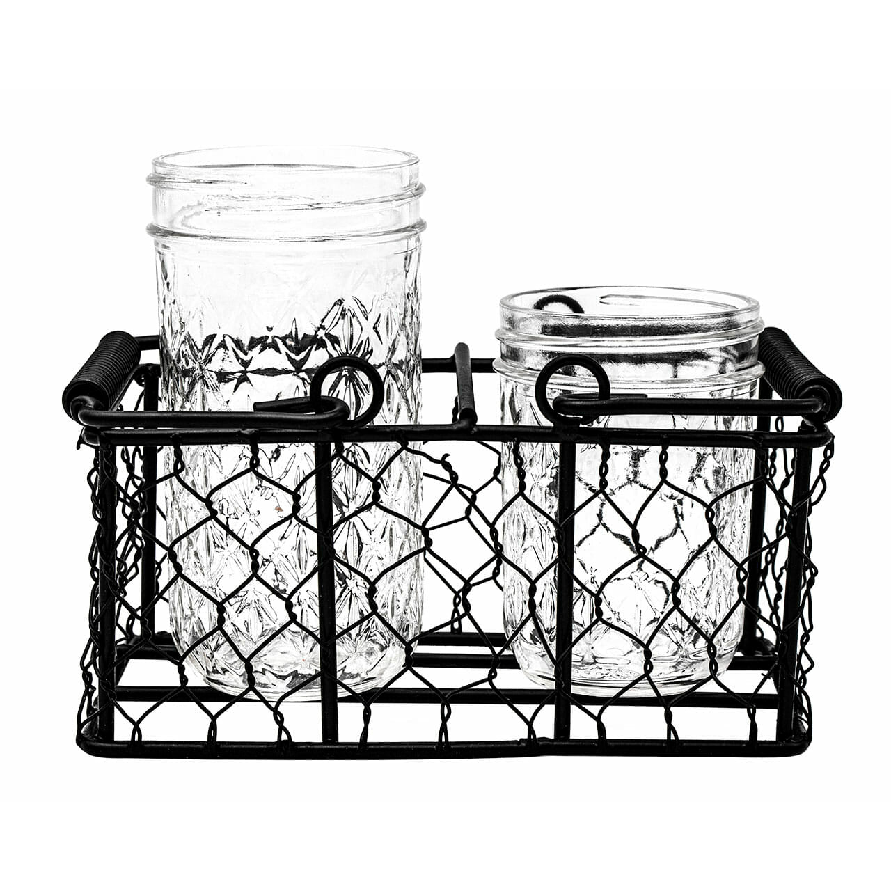 Chicken Wire Caddy for 2 Half Pint 8oz Mason Jars