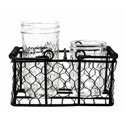 Chicken Wire Caddy for 2 Half Pint 8oz Mason Jars