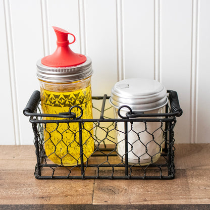 Chicken Wire Caddy for 2 Half Pint 8oz Mason Jars