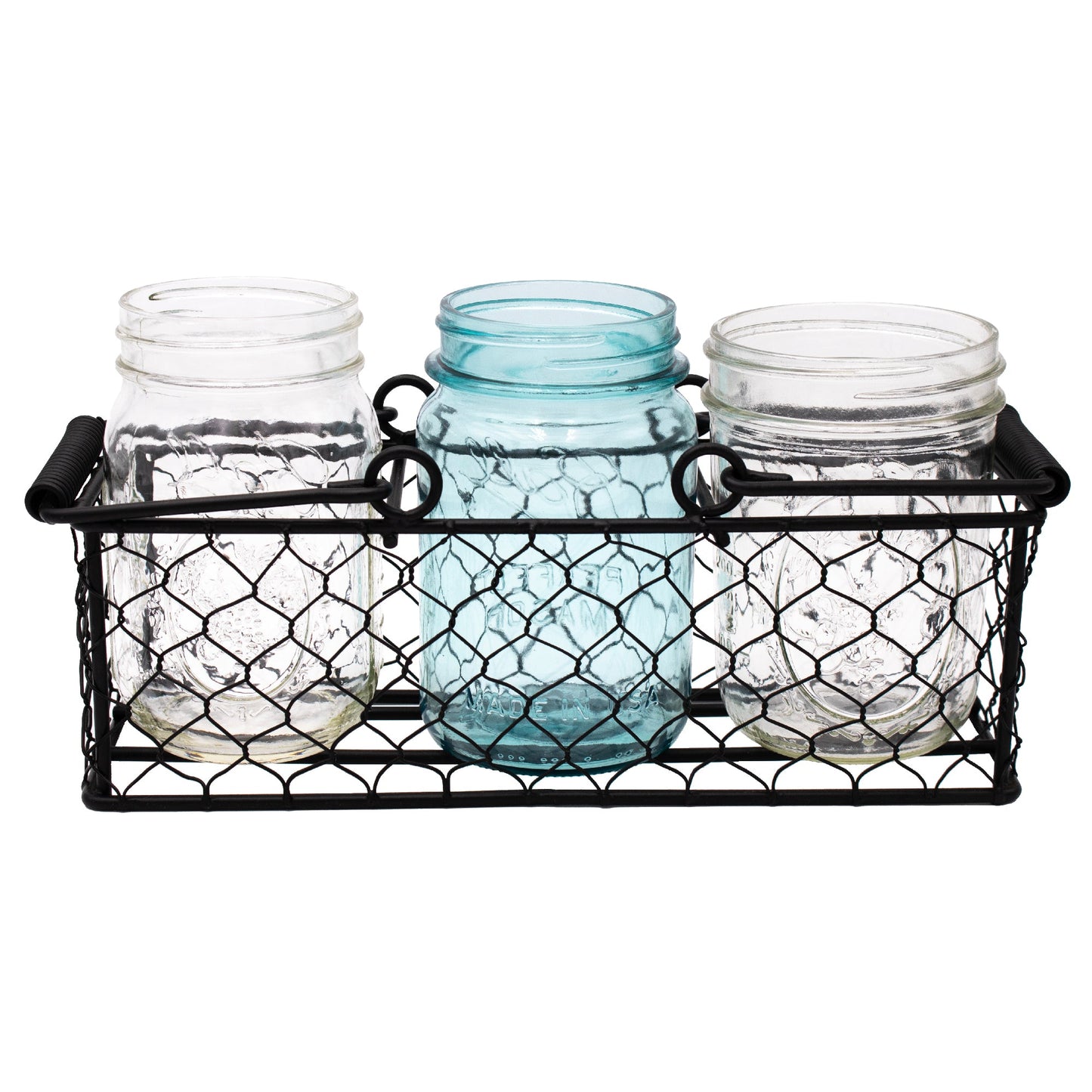 Chicken Wire Caddy for 3 Pint Mason Jars