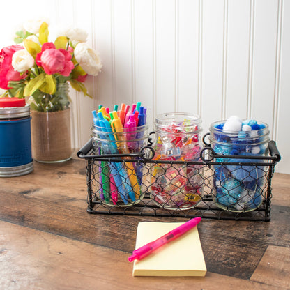 Chicken Wire Caddy for 3 Pint Mason Jars