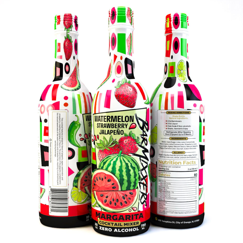 BarMixxers Watermelon Strawberry Jalapeño Margarita Beverage Mixer - 25oz - 13 Servings